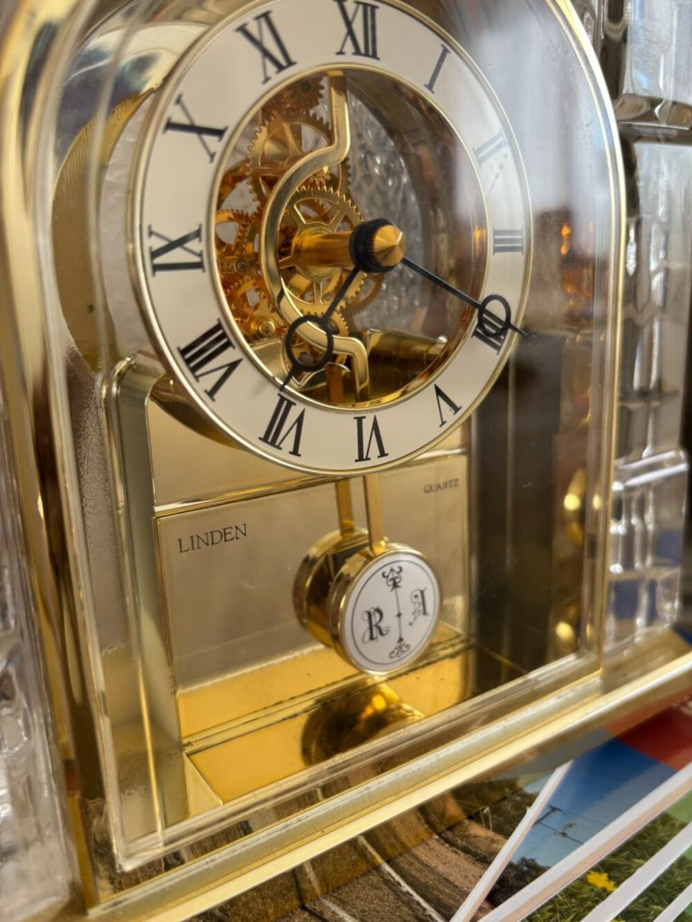 Vintage Linden Glass Skeleton Clock – Working